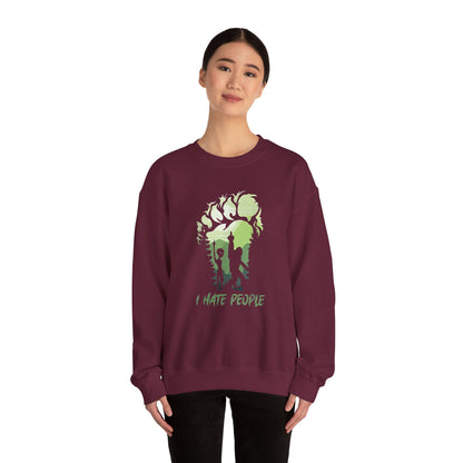 Funny Bigfoot Sasquatch Alien Unisex Sweatshirt, I Hate People Design, Men Women Gift, Crewneck Jumper, Outdoor Adventure Apparel, Humorous