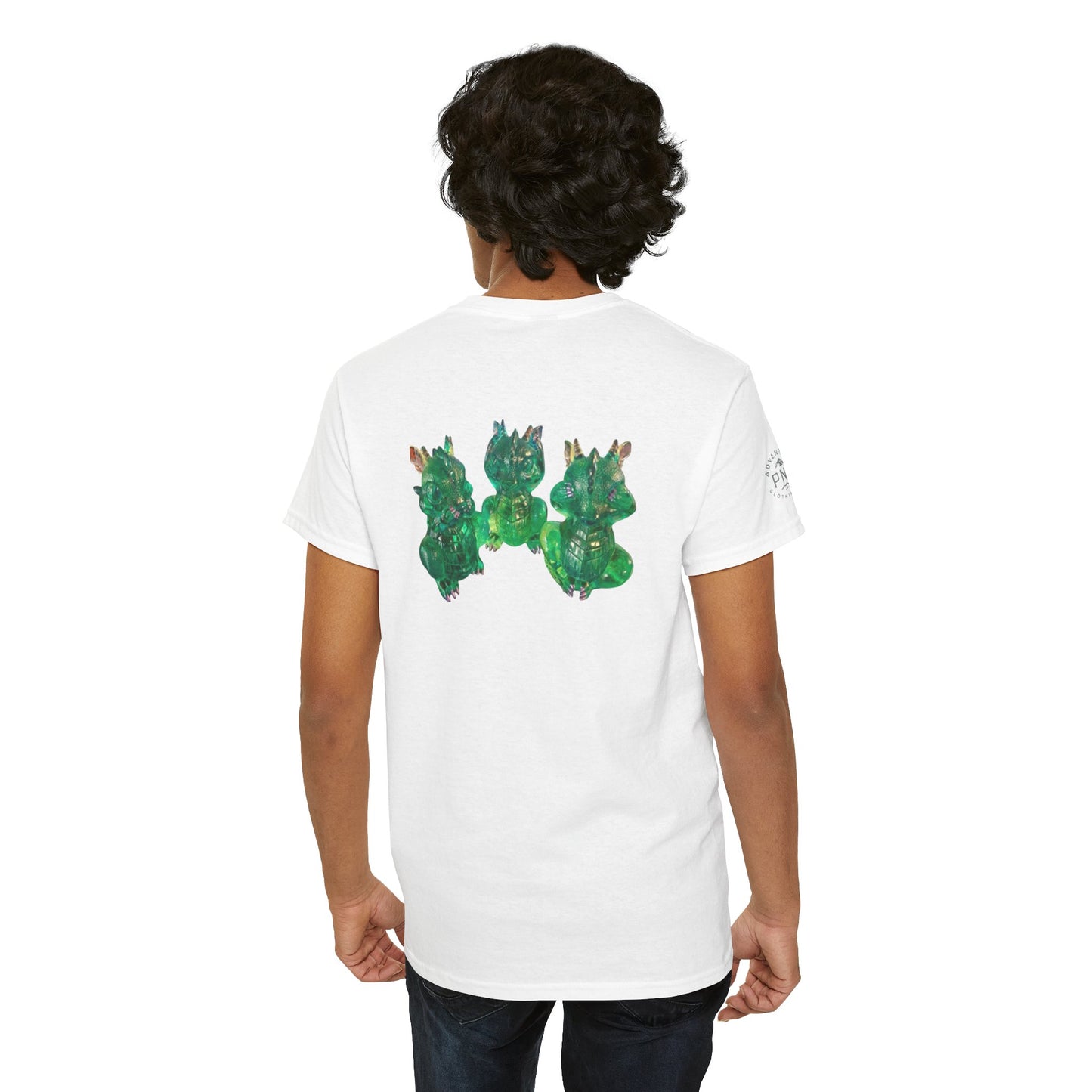 "Green speak/ hear/ see no evil dragons"
