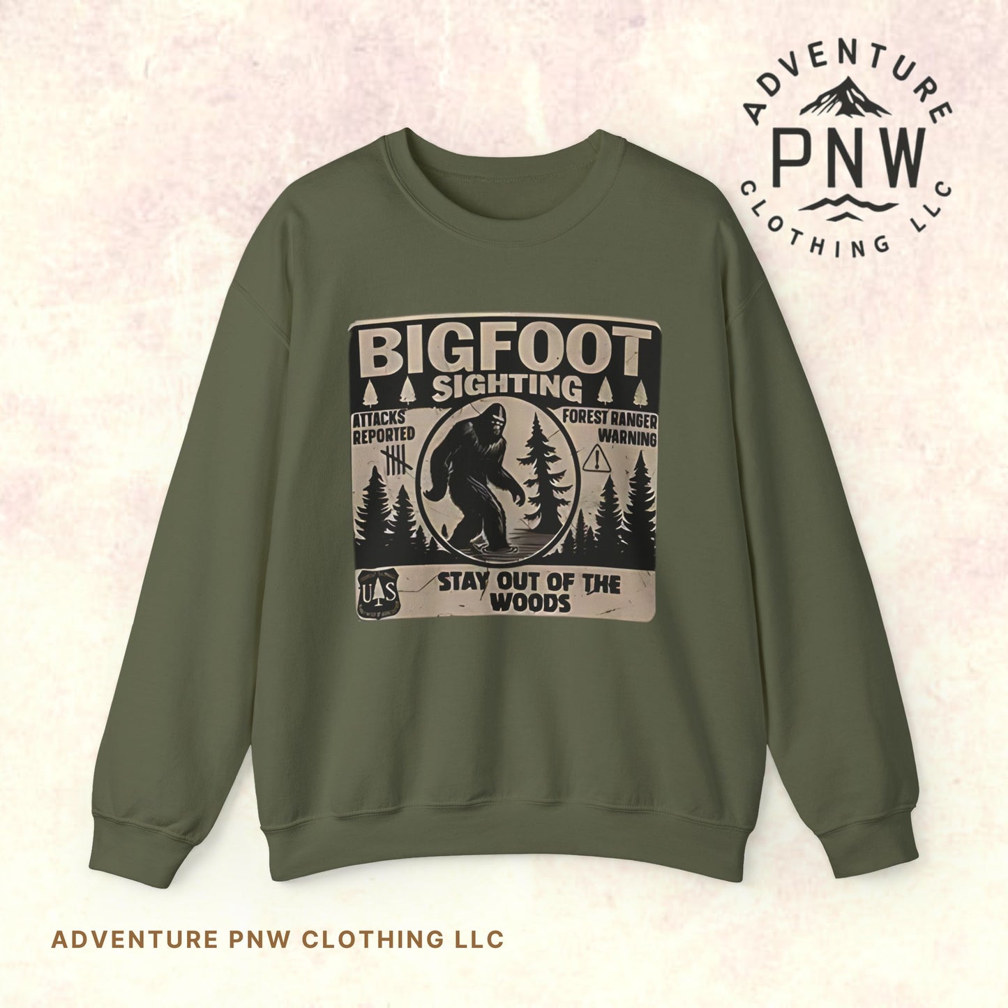 Bigfoot Retro Sweatshirt –Adventure Funny Sasquatch Crewneck