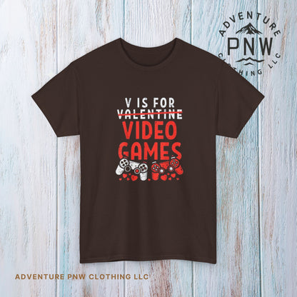 Funny Gamer Valentine Tee – Adventure V Is for Video Games