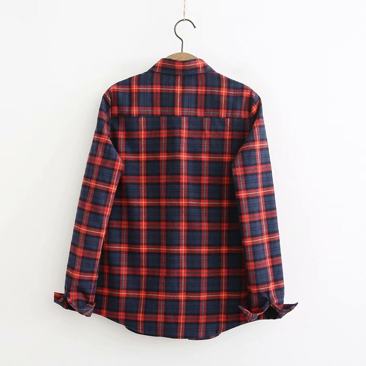 Casual Plaid Lapel Shirt with Single Pocket red - Adventure PNW Clothing LLC