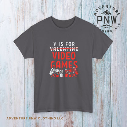 Funny Gamer Valentine Tee – Adventure V Is for Video Games