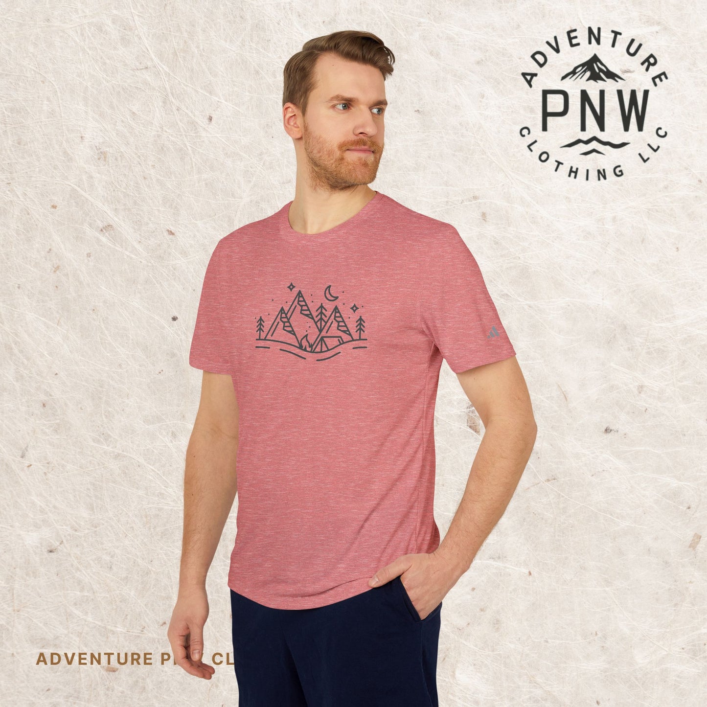 Adidas® Eco-Friendly Adventure PNW Mountain Camping Unisex T-Shirt | Sustainable & Stylish