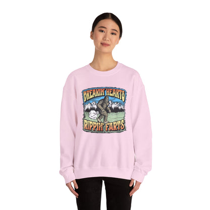 Breakin Hearts Rippin Farts Funny Sasquatch Bigfoot 80s Unisex Sweatshirt - Funny Gift, Bigfoot Lover, Funny Sweatshirt, Sasquatch Shirt,