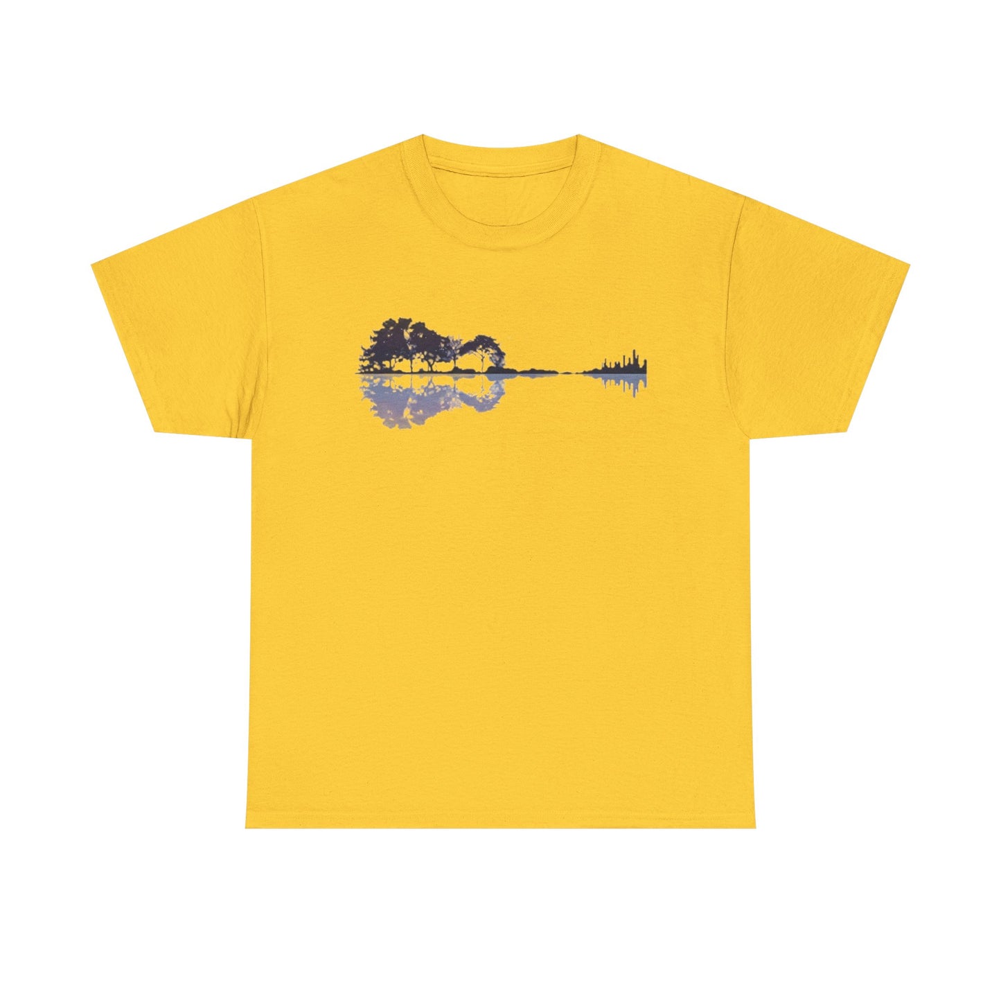 Nature Guitar Men T-Shirt, Creative Guitar Printed Tee for Glamping & Adventure, Outdoorsy Shirt