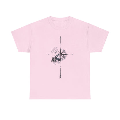 Mountain Compass Pattern Unisex Tee, Adventure Lover Hiking Tshirt, Traveler Gift Shirt, Nature Outdoor Top