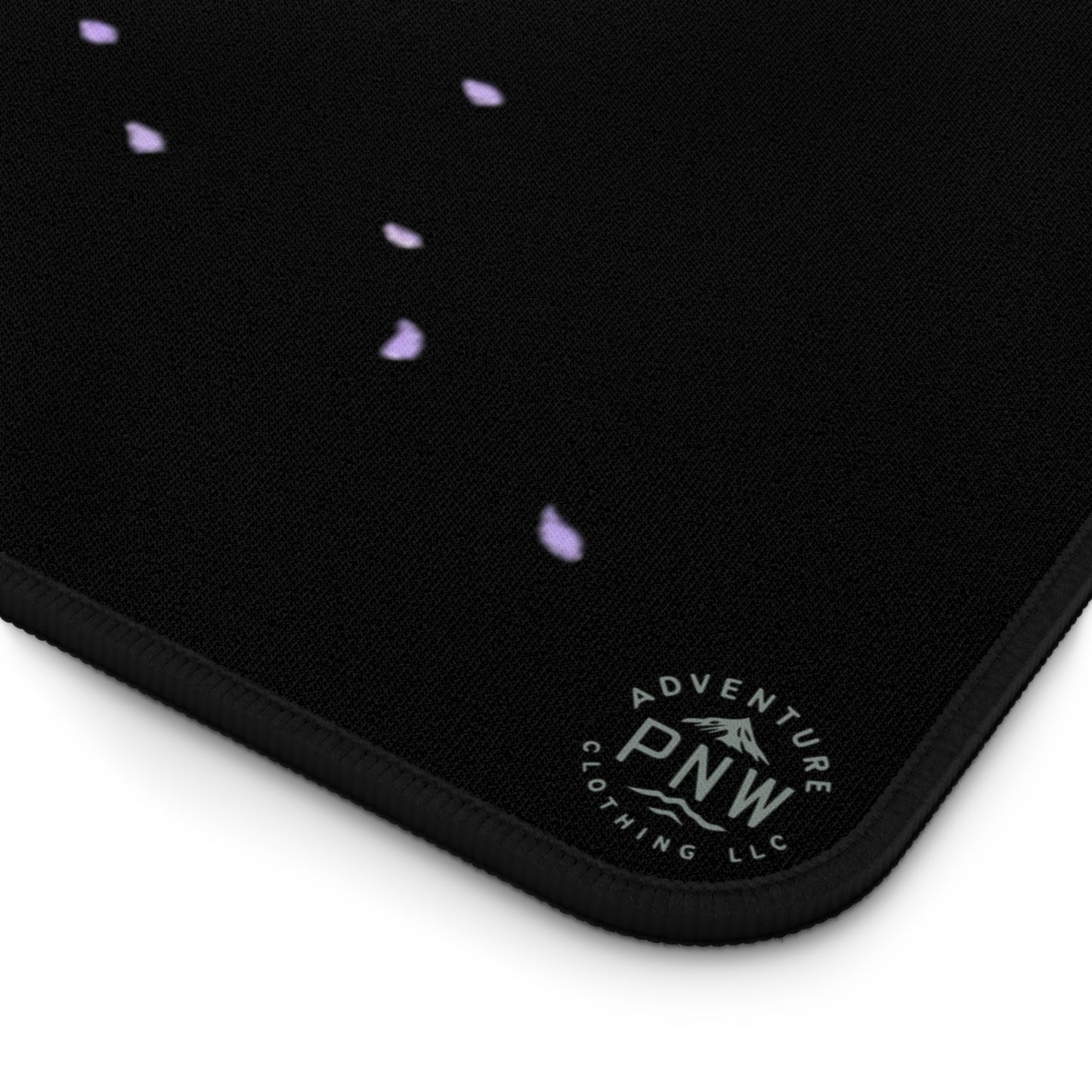 Kawaii Purple Desk Mat Black for Nature Lover, Cute Desk Pad, Office Decor, Mouse Pad, Gift for Coworker, Floral Mouse Mat, Gift for Gamer