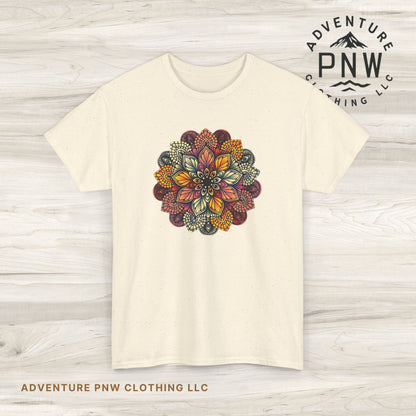 Mandala Floral Printed T Shirt, Women Casual Outdoorsy Tee for Glamping & Hiking, Adventure Shirt, Boho Style Top