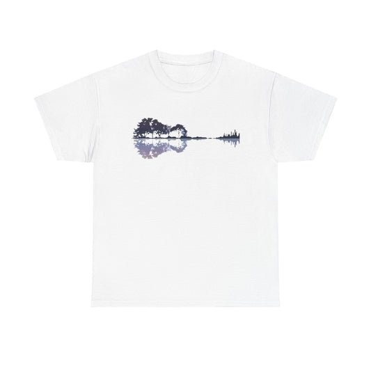 Nature Guitar Men T-Shirt, Creative Guitar Printed Tee for Glamping & Adventure, Outdoorsy Shirt