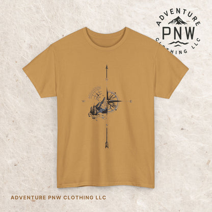Mountain Compass Pattern Unisex Tee, Adventure Lover Hiking Tshirt, Traveler Gift Shirt, Nature Outdoor Top