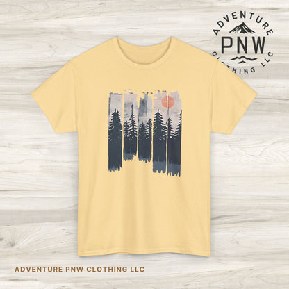 Forest Mountain T Shirt, Nature Lover Hiking Outdoorsy Tee, Glamping Adventure Vintage Tshirt, 90s Retro Camping Top, Unisex Heavy Cotton