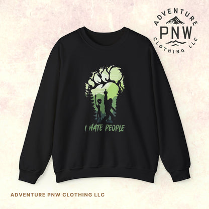 Funny Adventure Bigfoot & Alien “I Hate People” Sweatshirt