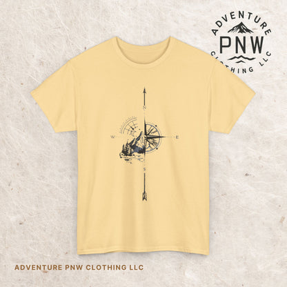 Mountain Compass Pattern Unisex Tee, Adventure Lover Hiking Tshirt, Traveler Gift Shirt, Nature Outdoor Top