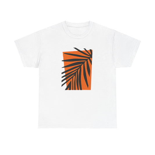 Vintage Orange Leaf Printed T-Shirt for Nature Lover, Unisex Heavy Cotton Tee, Hiking Gift, Outdoorsy Shirt, Glamping Apparel, Adventure Tee