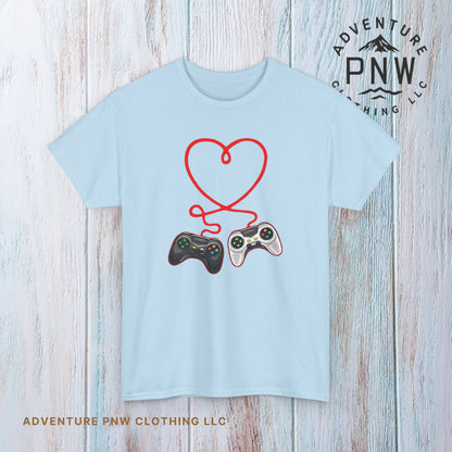 Video Gamer Valentines Day T-Shirt, Gamer Heart Tee, Valentines Gift for Him or Her, Unisex Gaming Shirt, Controller Love  Unisex Shirt