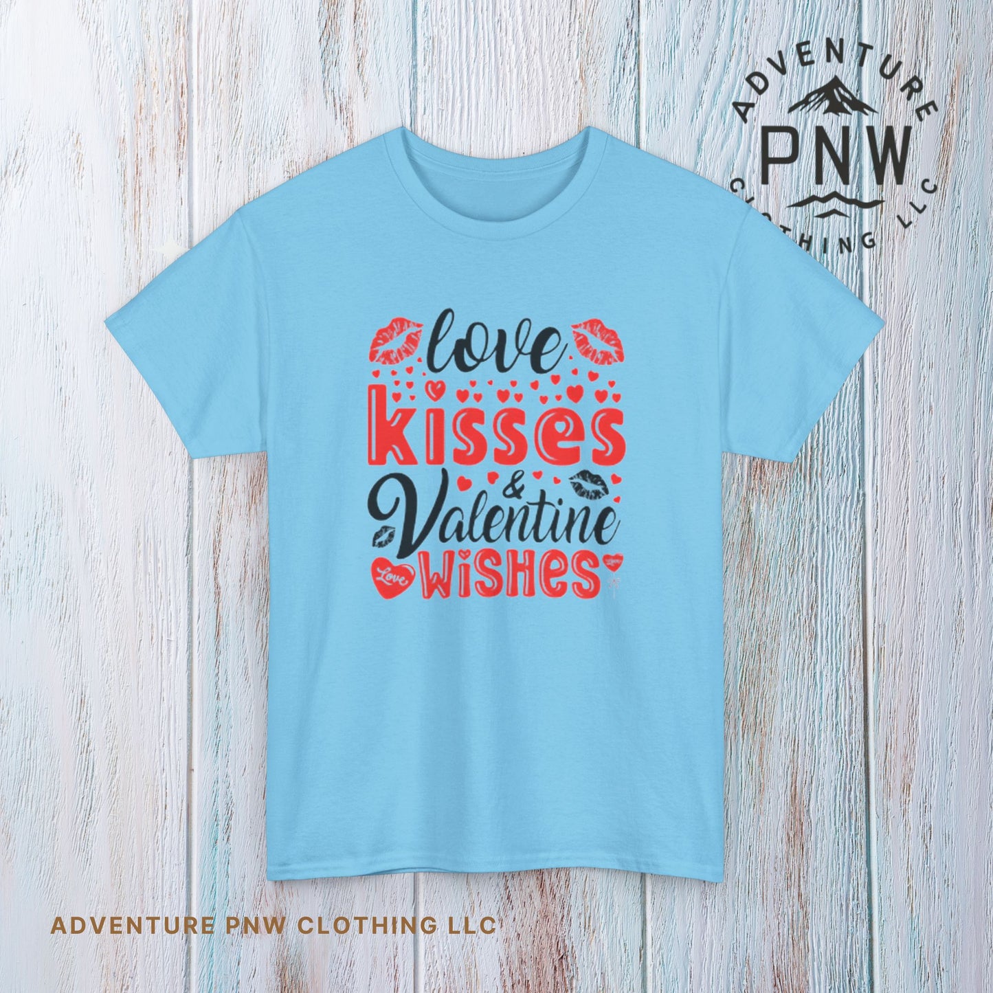 Love Kisses Valentine Tee –Adventure Unisex Graphic Shirt