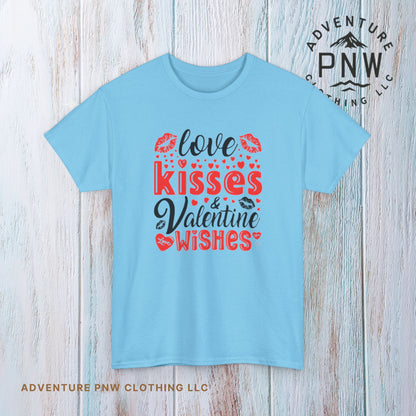 Love Kisses Valentine Tee –Adventure Unisex Graphic Shirt