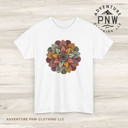 Mandala Floral Printed T Shirt, Women Casual Outdoorsy Tee for Glamping & Hiking, Adventure Shirt, Boho Style Top