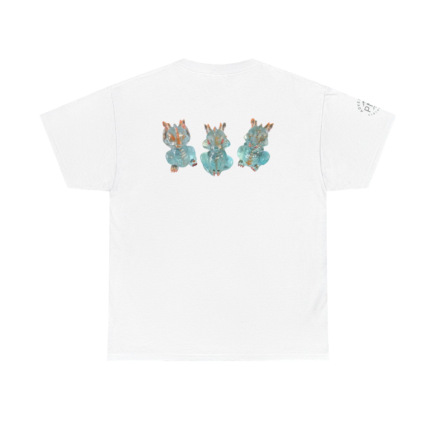 "Blue/ orange speak/ hear/ see no evil dragons" - resin