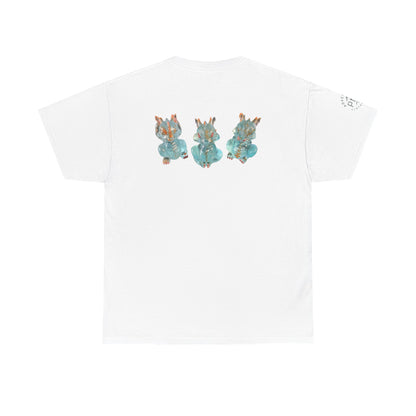 "Blue/ orange speak/ hear/ see no evil dragons" - resin