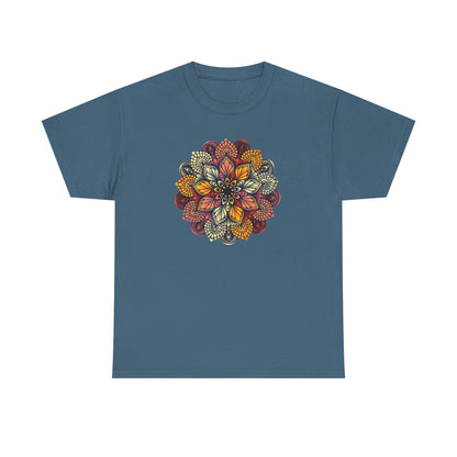 Mandala Floral Printed T Shirt, Women Casual Outdoorsy Tee for Glamping & Hiking, Adventure Shirt, Boho Style Top