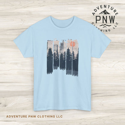 Forest Mountain T Shirt, Nature Lover Hiking Outdoorsy Tee, Glamping Adventure Vintage Tshirt, 90s Retro Camping Top, Unisex Heavy Cotton