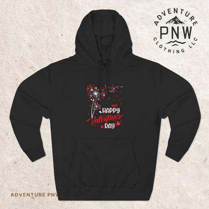 Dandelion Heart Three-Panel Fleece Hoodie, Happy Valentines Day Sweatshirt, Wildflower Hoodie, Lovers Hoodie, Valenties Gift, Valentines Day