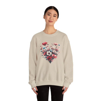 Heart Shaped Flowers Sweatshirt - Floral Graphic Shirt, Botanical Garden Lover Gift, Romantic Nature Print Apparel, Spring Blossoms Top,