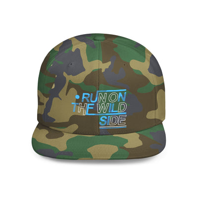 Run on the Wild Side Flat Bill Snapback Hat, Cool Unisex Cap for Outdoor Adventures, Trendy Hat for Summer Festivals, Great Gift for Nature