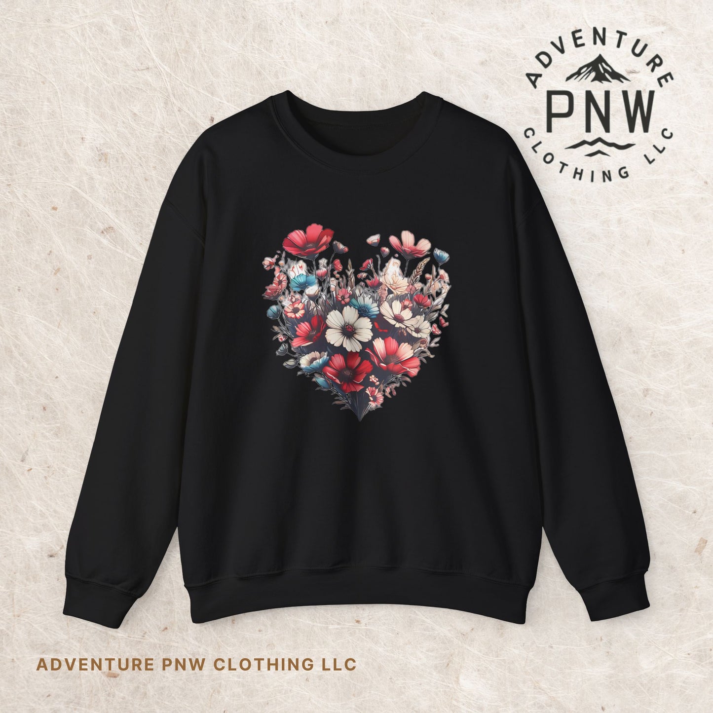 Heart Flowers Sweatshirt –Adventure Floral Nature Lover Gift
