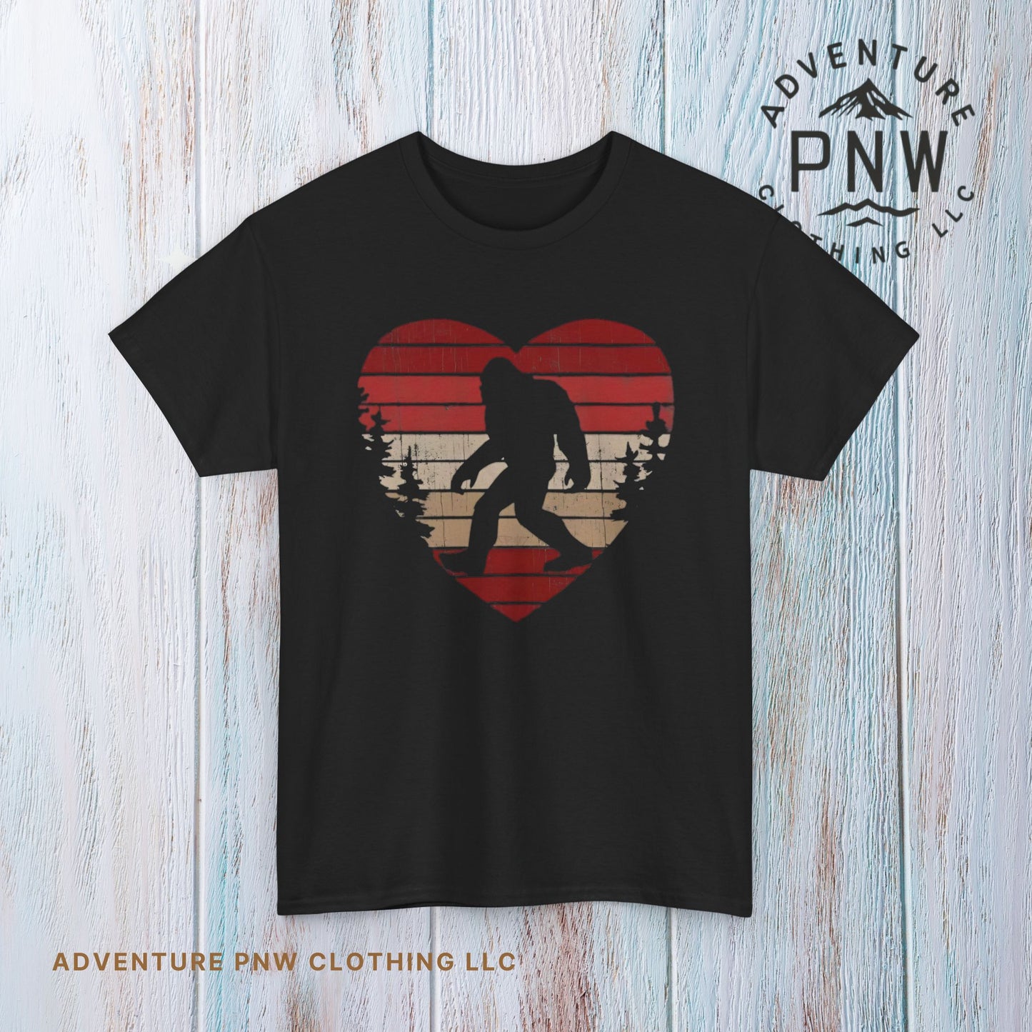 Bigfoot Heart Valentine Tee – Cute Adventure Sasquatch Shirt