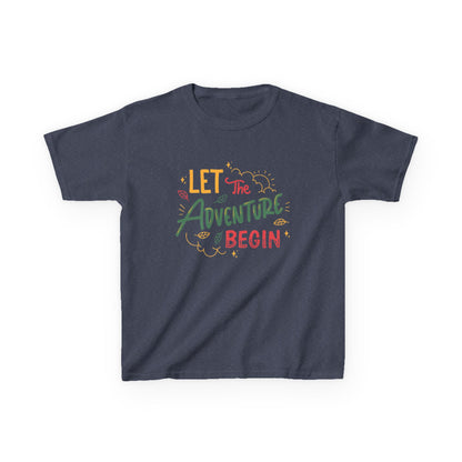 Lets the ADVENTURE Begins with CHRISTMASS Vibes Kids Heavy Cotton™ Tee| Christmas Adventure Outfit