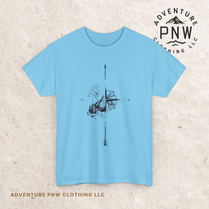 Mountain Compass Pattern Unisex Tee, Adventure Lover Hiking Tshirt, Traveler Gift Shirt, Nature Outdoor Top