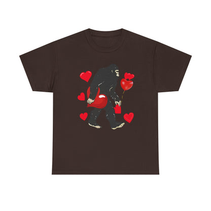 Bigfoot Valentine Shirt, Funny Bigfoot Love Tee, Valentines Day Gift, V-Day Heart T-Shirt, Unisex Heavy Cotton Tee, Sasquatch Valentine