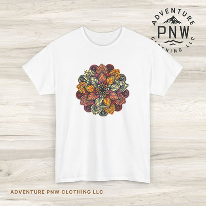 Mandala Floral Printed T Shirt, Women Casual Outdoorsy Tee for Glamping & Hiking, Adventure Shirt, Boho Style Top