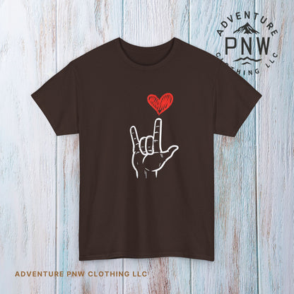 Valentines Day I Love You Hand Sign Heart Unisex T-Shirt, Gift for Him or Her, Valentines Tee, Love Gesture Graphic Tee, Romantic Shirt,