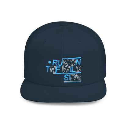 Run on the Wild Side Flat Bill Snapback Hat, Cool Unisex Cap for Outdoor Adventures, Trendy Hat for Summer Festivals, Great Gift for Nature