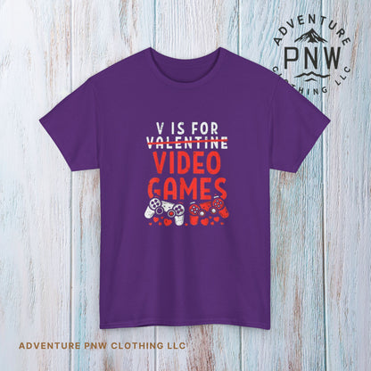 Funny Gamer Valentine Tee – Adventure V Is for Video Games