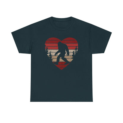 Bigfoot Heart Valentines Day Unisex Tee, Love Sasquatch Shirt, Valentines Day Shirt for Men Boys Girls Kids, Bigfoot Lover Gift, Cute