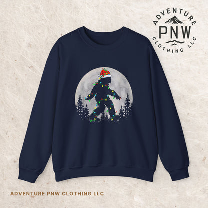 Bigfoot Santa Lights Sweatshirt –Adventure Funny Holiday Pullover