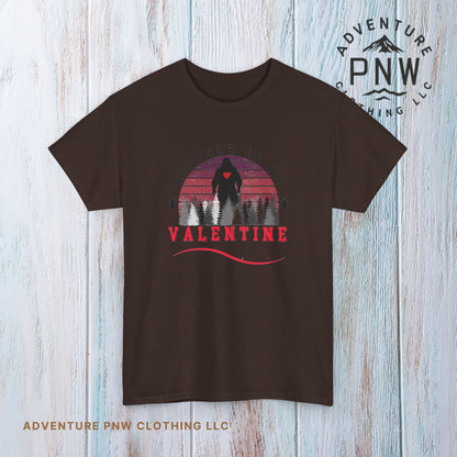 Bigfoot Is My Valentine Unisex Tee, Funny Cryptid Gift Shirt, V Day Tshirt, Valentines Day Gift