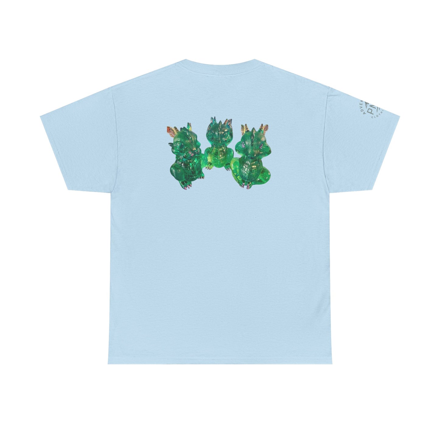 "Green speak/ hear/ see no evil dragons"