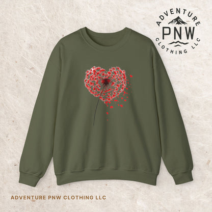Adventure Dandelion Heart Valentine Sweatshirt – Unisex
