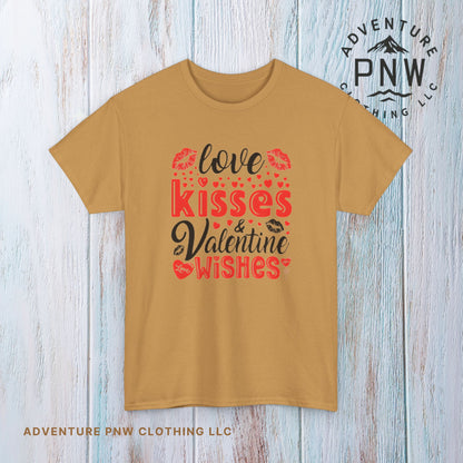Love Kisses Valentine Tee –Adventure Unisex Graphic Shirt