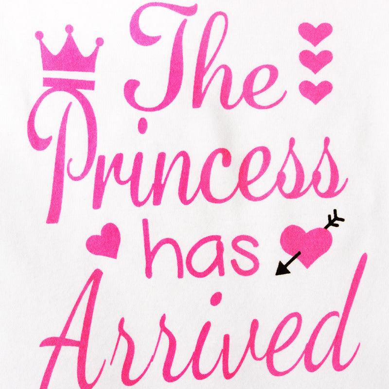 Girls Pink Letters Long-sleeved One-piece Romper Four-piece Children's Clothing