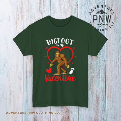 Bigfoot Is My Valentine Unisex Tee, Bigfoot Lover Gift, Cryptid Valentine Shirt, Folklore Love Tee, Funny Vday Tee, Valentines Day Gift