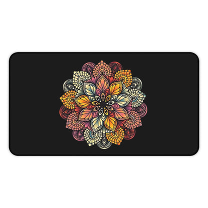 Desk Mat, Mandala Floral Printed Mouse Pad, Boho Style Desk Accessory, Natural Lover Gift, Office Decor, Work from Home Essential