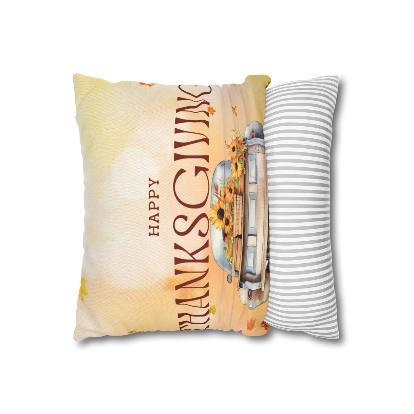 Thanksgiving Adventure Decorative Pillows | Cozy Fall Accents | Spun Polyester Square Pillowcase
