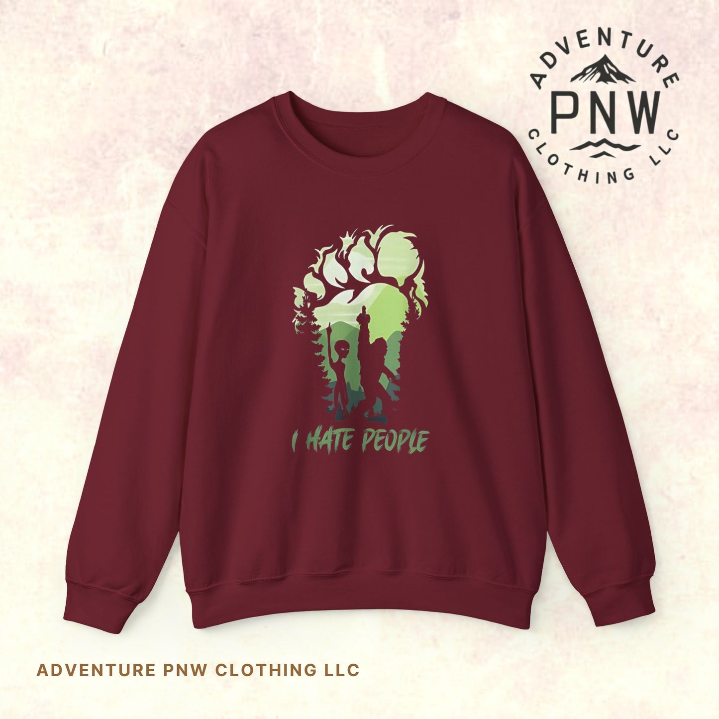 Funny Adventure Bigfoot & Alien “I Hate People” Sweatshirt