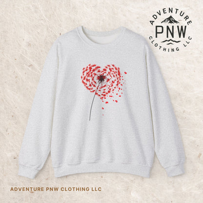 Adventure Dandelion Heart Valentine Sweatshirt – Unisex